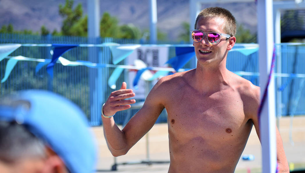 Robert Vendettoli/Boulder City Review Zane Grothe, who set a record in the 800-meter freestyle at the 2018 Pan Pacific Championships and earned a spot on Team USA, returned to his hometown swim te ...