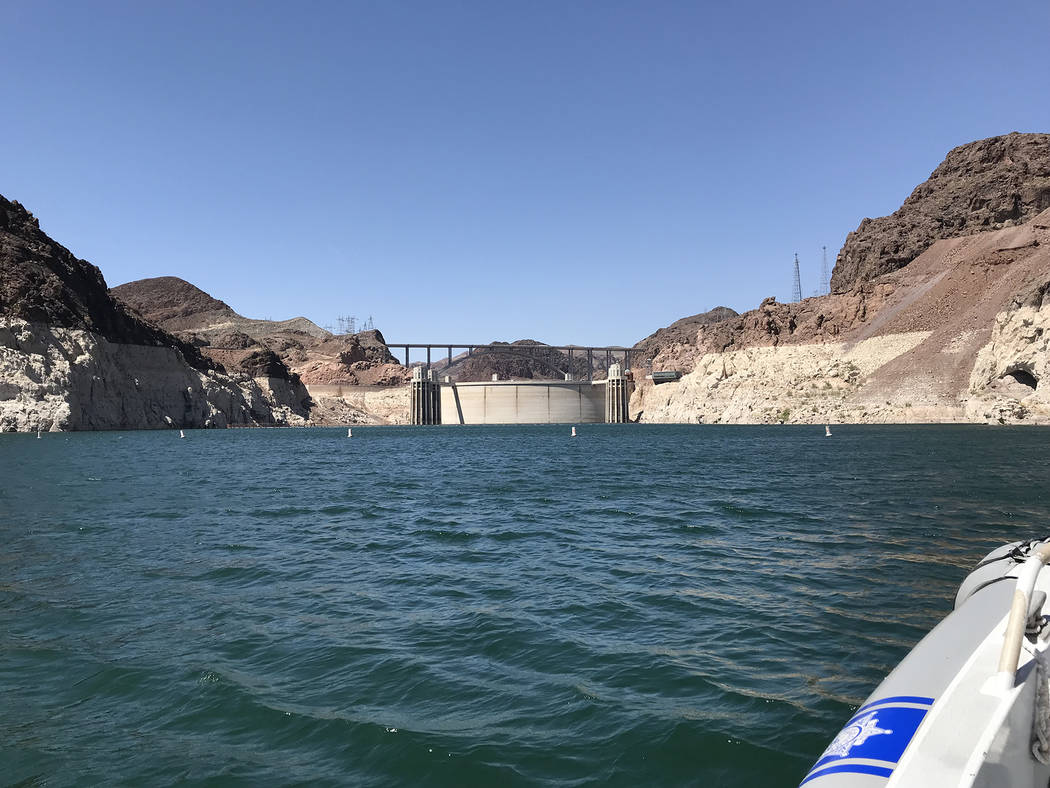Hali Bernstein Saylor/Boulder City Review Hoover Dam and the Mike O'Callaghan-Pat Tillman Memorial Bridge can be seen from Lake Mead.