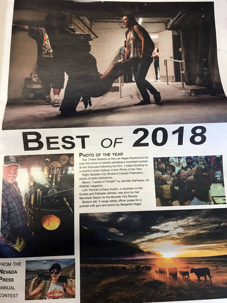 Hali Bernstein Saylor/Boulder City Review The Best of 2018 listing award winners in the 2018 Better Newspaper Contest presented by the Nevada Press Association features two top photos from Boulder ...