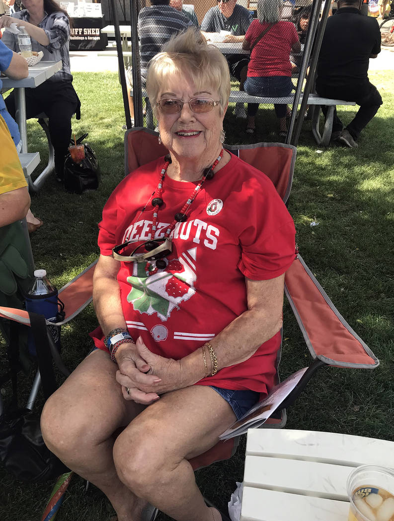 Hali Bernstein Saylor/Boulder City Review Deanna Phillips of Boulder City awaits the start of the live auction at Saturday's Wurst Festival presented by the Boulder City Sunrise Rotary Club in Bic ...