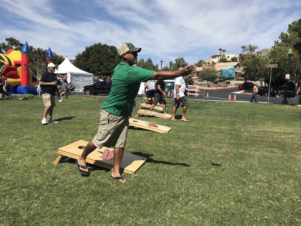 Hali Bernstein Saylor/Boulder City Review A cornhole tournament joined the activities at the annual Wurst Festival presented by Boulder City Sunrise Rotary on Saturday.