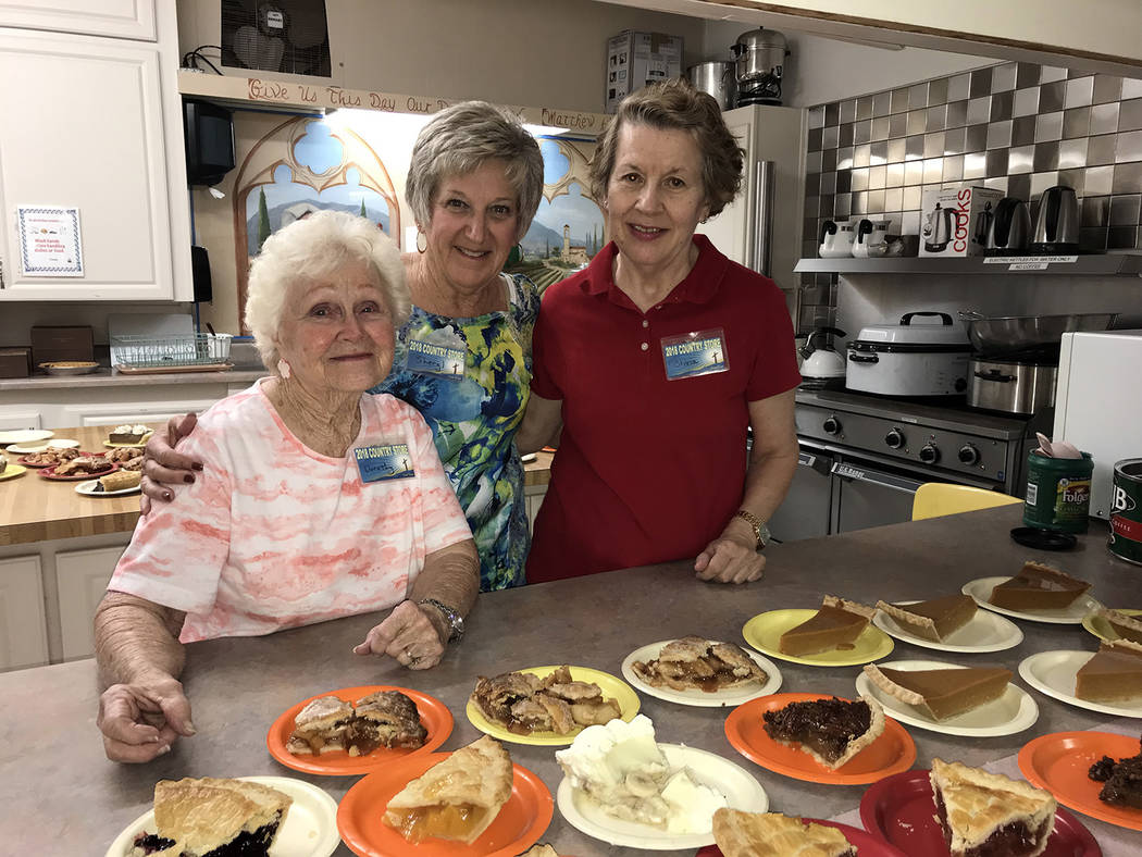 Hali Bernstein Saylor/Boulder City Review A popular place at Grace Community Church's annual Country Store is the cafe where, from left, Dorothy Rants, Sheryl Mayes and Olivia Dudek served pie and ...