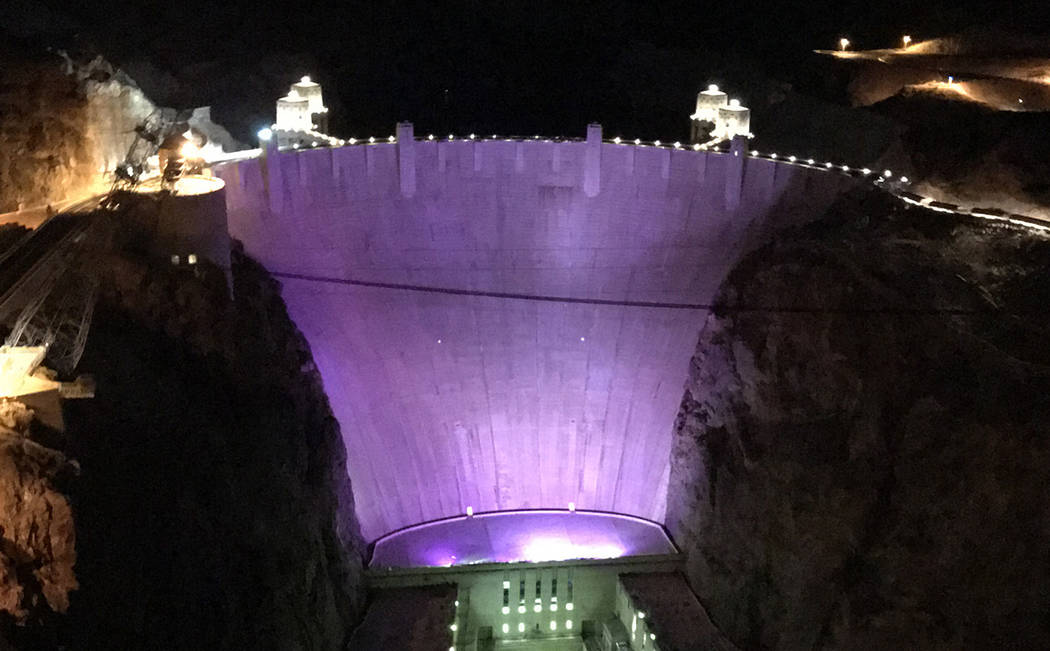 (Hali Bernstein Saylor/Boulder City Review) Hoover Dam was lit purple Monday, Oct. 29 to help raise awareness of domestic violence. According to the National Network to End Domestic Violence, more ...
