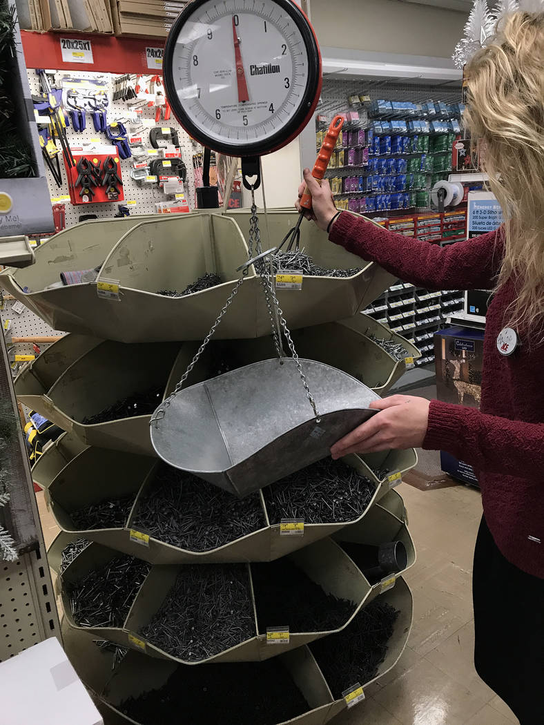 (Norma Vally/Boulder City Review) You can select the proper amount of fasteners you need at local hardware stores in their bulk bin.