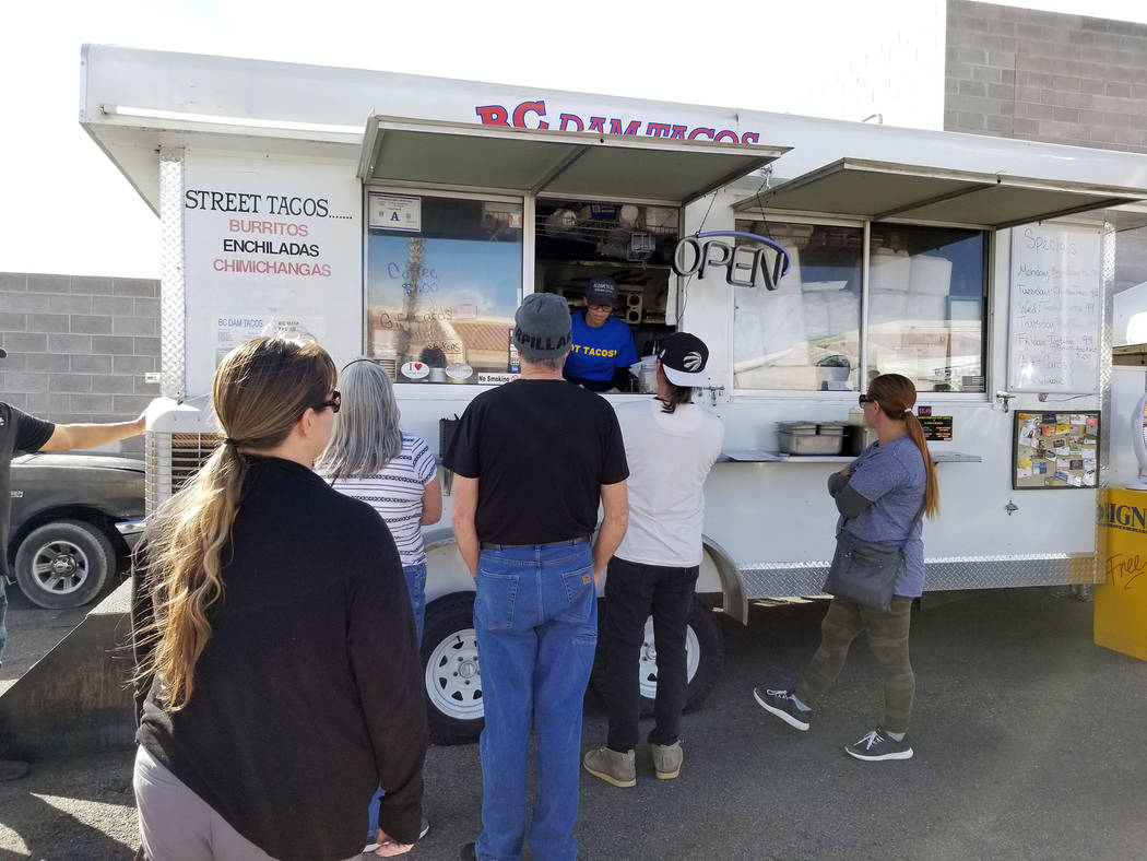 (Celia Shortt Goodyear/Boulder City Review) BC Dam Tacos at 708 Canyon Road celebrated its one year anniversary this month. The taco trailer's daily specials usually bring in a crowd.