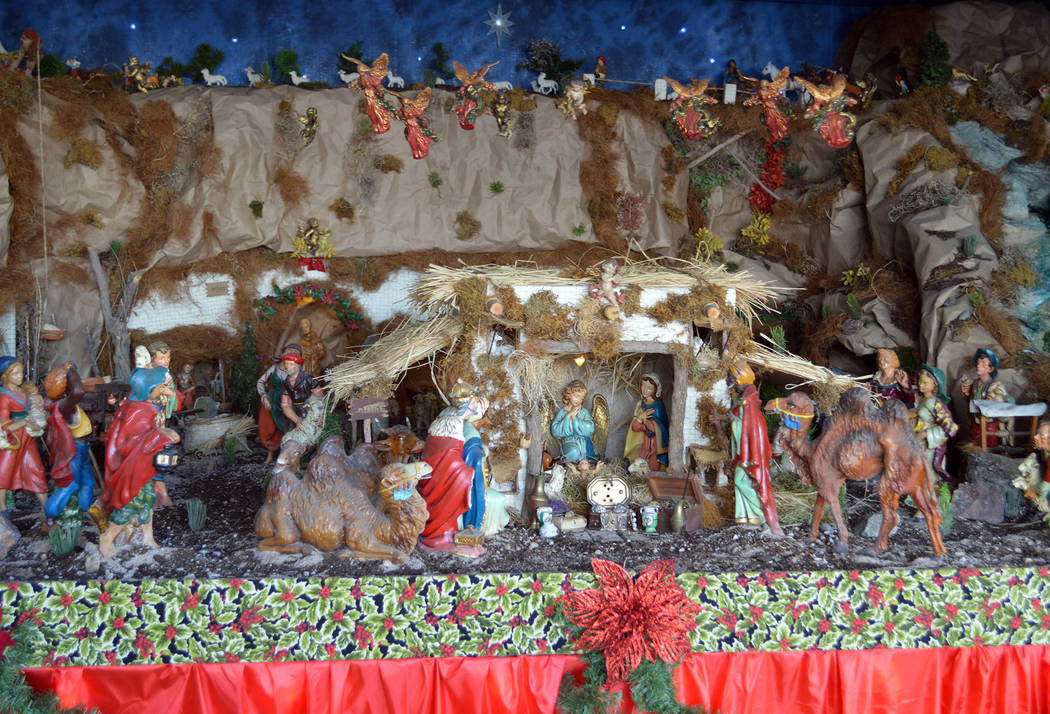 (Celia Shortt Goodyear/Boulder City Review) The Angora Family Nativity at 1296 Lynwood St. in the Gingerwood Mobile Home Park is open for its 62nd year. It is open until 10 p.m. nightly and best v ...