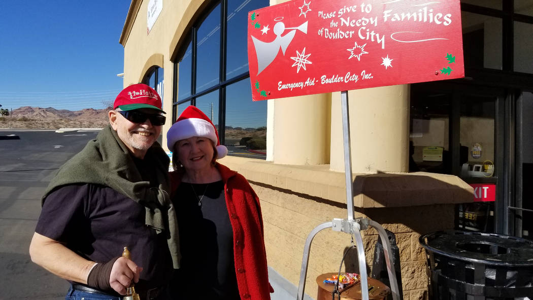 (Celia Shortt Goodyear/Boulder City Review) David and Lynn Sommer, members of St. Andrews Catholic Church and volunteers with Emergency Aid of Boulder City shared their favorite Christmas presents ...