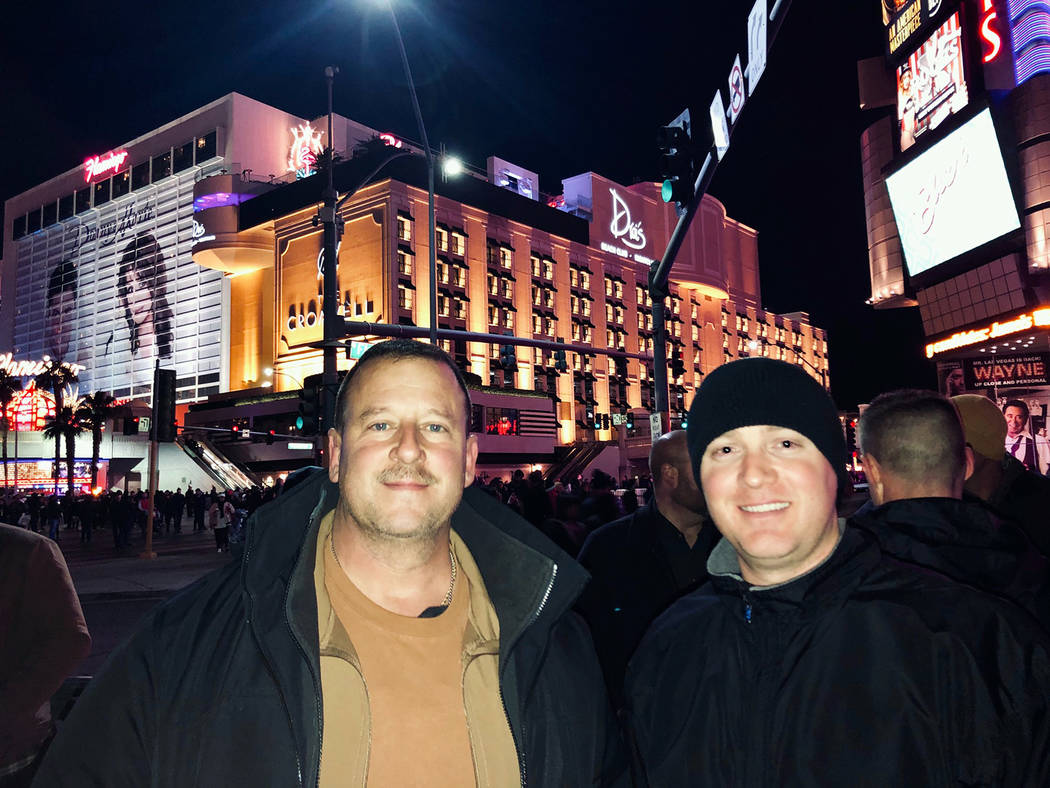 (Craig Tomao) Boulder City Police Sgt. Craig Tomao, left, and officer Chris Slack work counterterrorism with the Southern Nevada Counter Terrorism Center on New Year's Eve on the Strip.