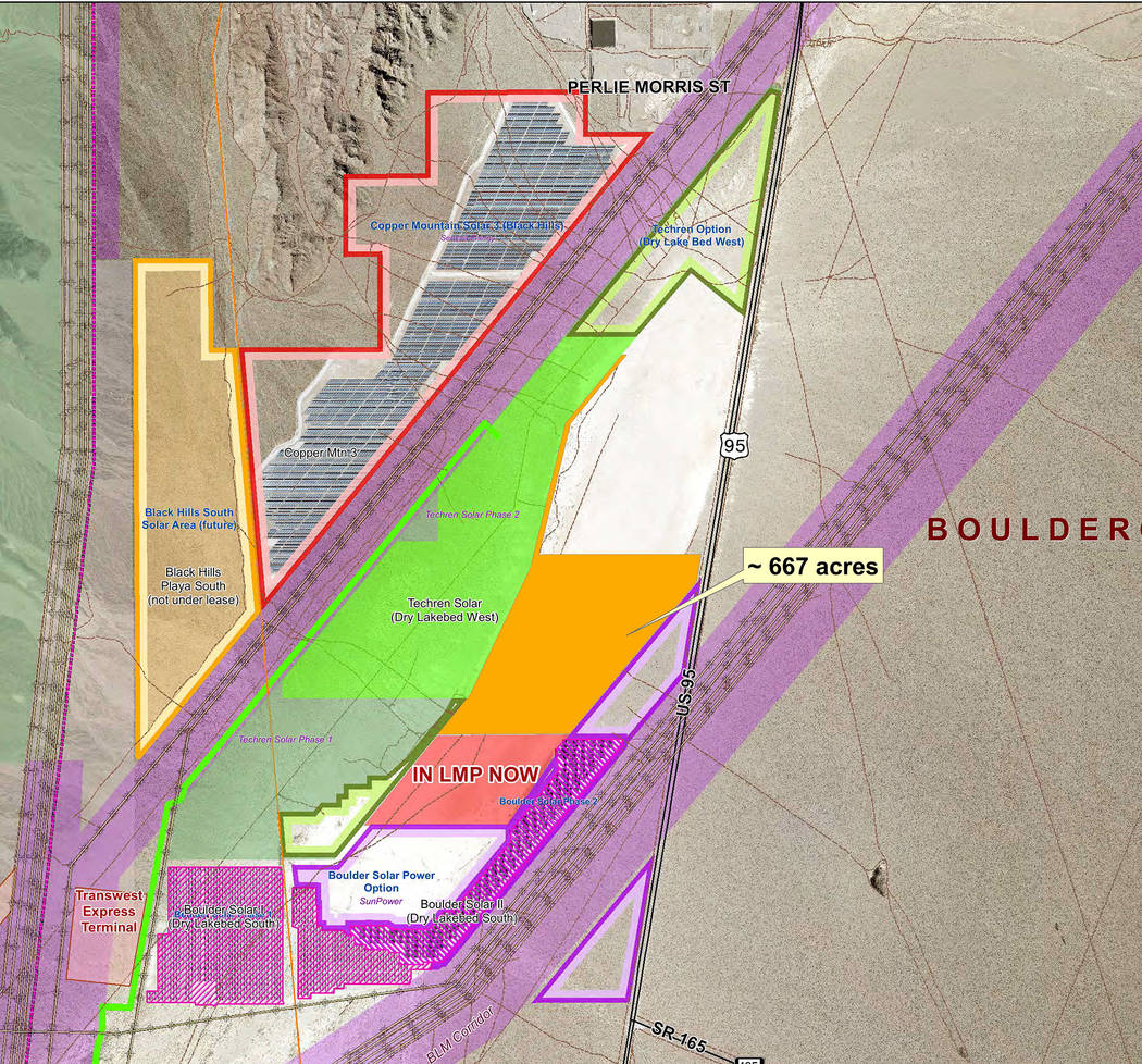 Silver Peak Solar LLC has withdrawn its request to add 667 acres of the dry lake bed in the Eldorado Valley to the land management plan for solar development.