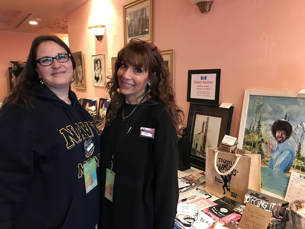 (Hali Bernstein Saylor/Boulder City Review) Angela Condon, left, and Julie Wignall, who have been volunteering with the Dam Short Film Festival for two and three years, respectively, helped with t ...