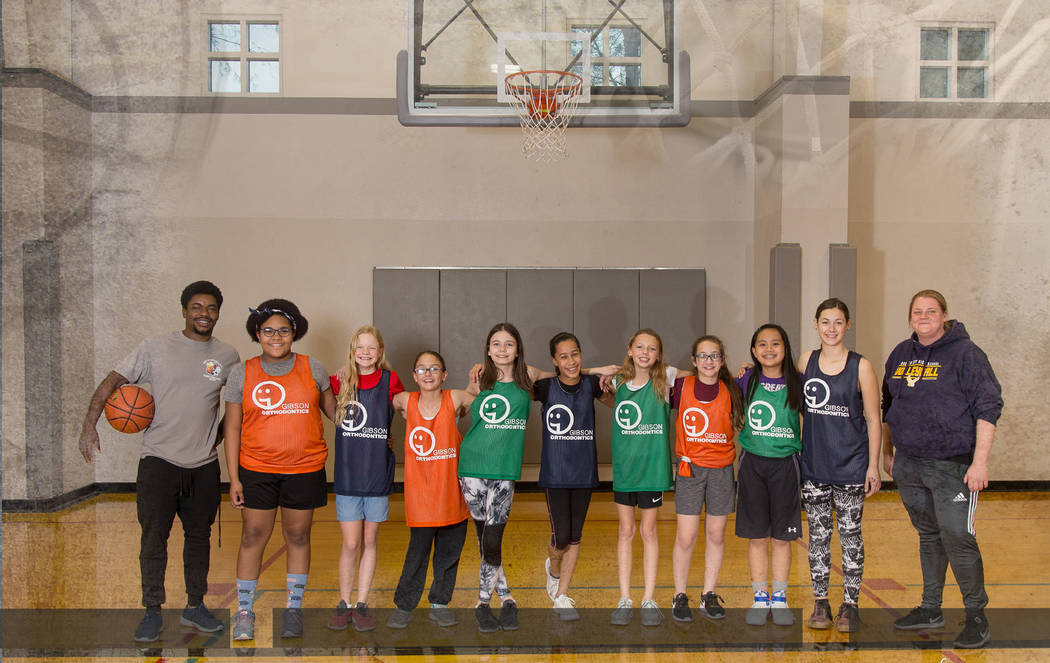 (28 Sunflowers) Members of the Boulder City Parks and Recreation Department's girls 3-on-3 basketball league include, from left, J.J. Gray, Jasmine Broadbent, Hazel Hardy, Jennifer Wammack-Freshou ...
