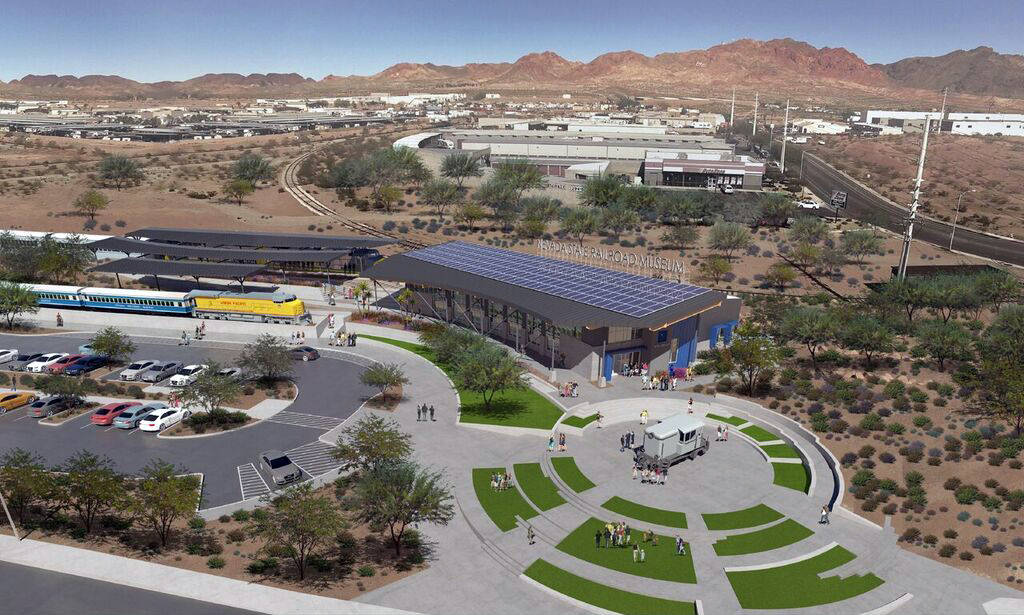 (LGA) This rendering is an aerial view of all three phases of the proposed expansion of the Nevada State Railroad Museum, 601 Yucca St.