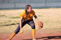 (Robert Vendettoli/Boulder City Review) Boulder City High School senior Ryann Reese, seen in a game last March against Western, will be a key player at bat and influencing her younger teammates.