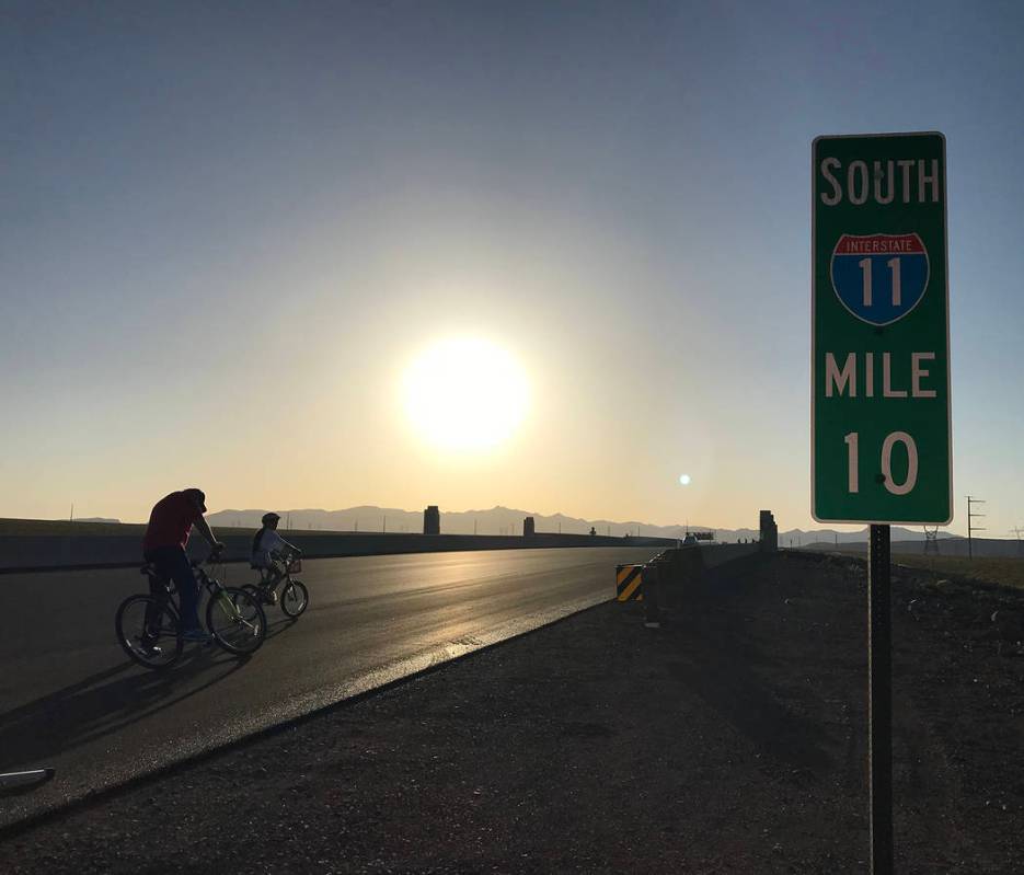 (File) Motorists traveling on southbound Interstate 11 should be prepared for delays as the Nevada Department of Transportation will close one lane between Railroad Pass and Wagonwheel Drive for r ...