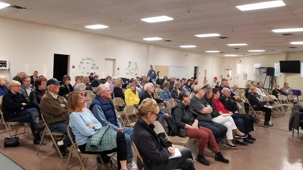 (Celia Shortt Goodyear/Boulder City Review) Residents attend a City Council candidate forum March 13 at the Elaine K. Smith Building.