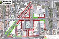 (Boulder City) The city will be washing sidewalks in parts of downtown Boulder City on Sunday, ...