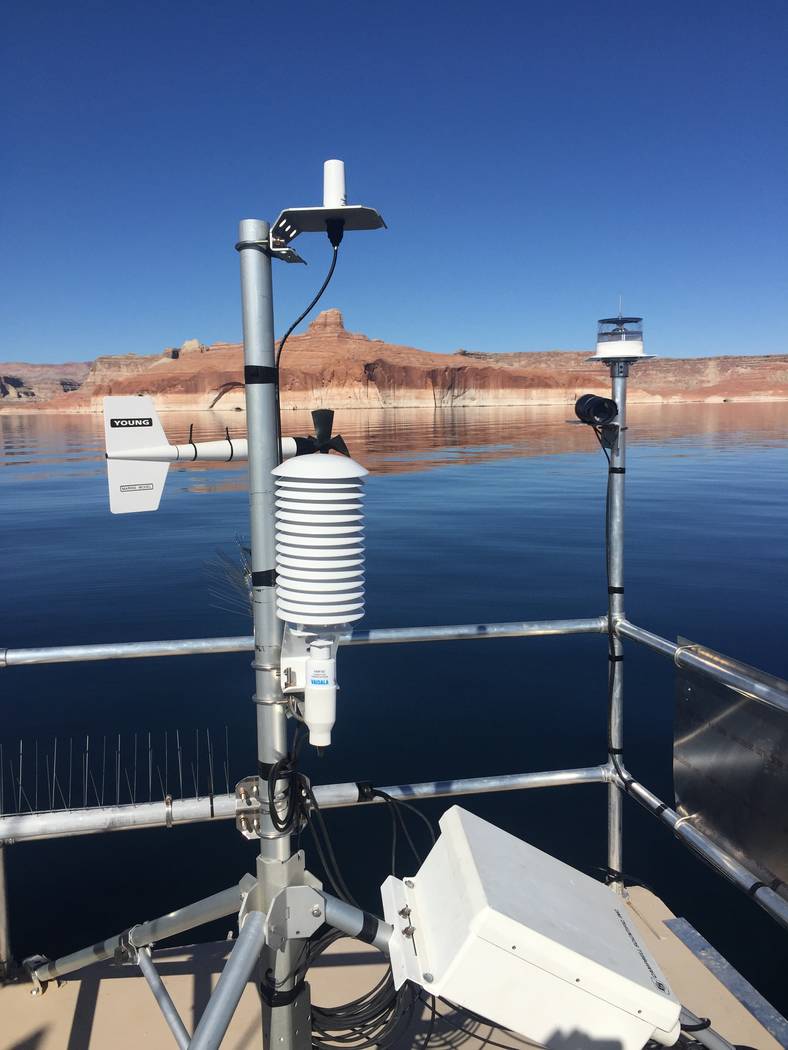 (Desert Research Institute) Instruments on a floating platform at Lake Powell will spend the ne ...