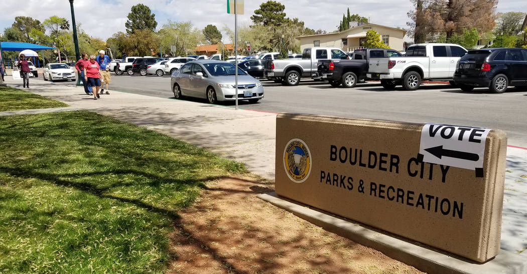 (Celia Shortt Goodyear/Boulder City Review) Residents cast their votes for the primary election ...