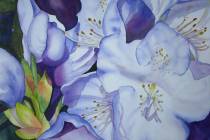(Nevada Watercolor Society) Works such as "Blue Rhododendron" by Sharon Menary of the Nevada Wa ...