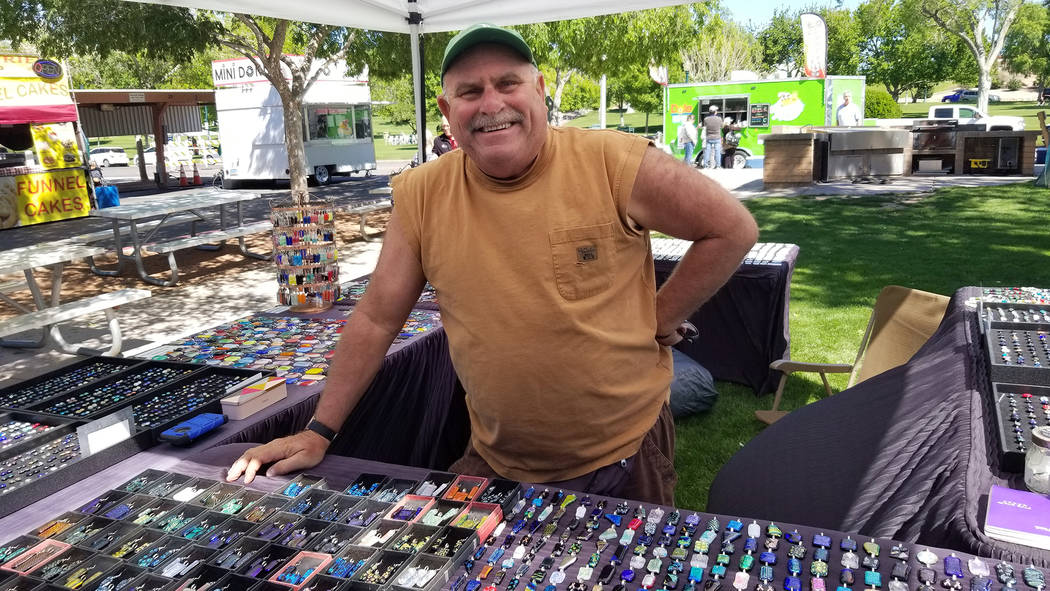 (Celia Shortt Goodyear/Boulder City Review) Rocky Borders is a glass fusion artist who makes ea ...