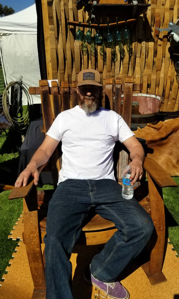 (Celia Shortt Goodyear/Boulder City Review) Jason Wright of Wright Designs sits in a chair he m ...
