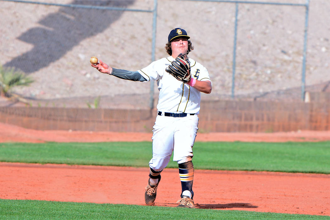 (Robert Vendettoli/Boulder City Review) Sophomore Blaze Trumble, who scooped a ground ball and ...