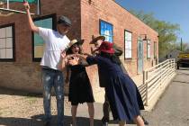 (Hali Bernstein Saylor/Boulder City Review) Reheasing a scene from the Boulder City History &am ...