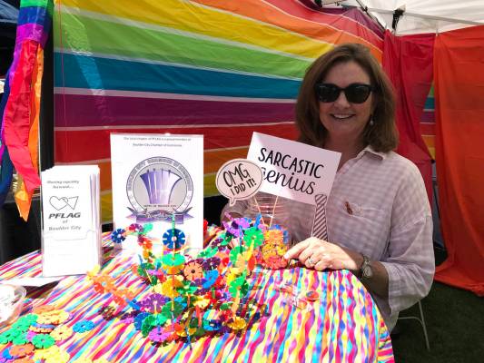 (Hali Bernstein Saylor/Boulder City Review) Susan Stark invited passersby into PFLAG of Boulder ...