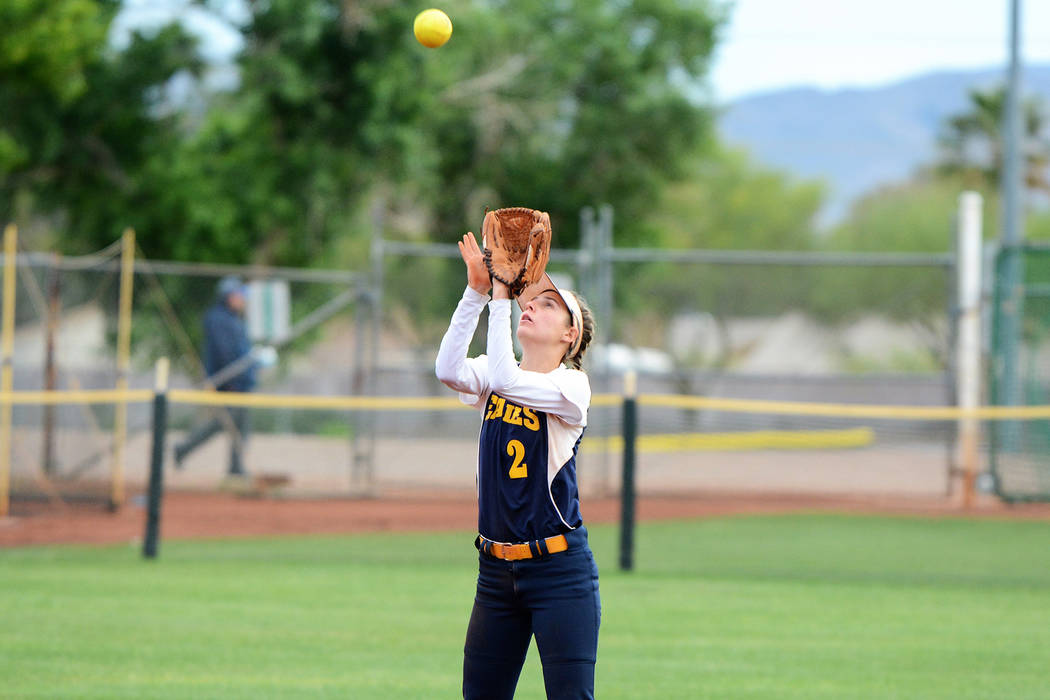 (Robert Vendettoli/Boulder City Review) Boulder City High School senior Ryann Reese, seen catch ...