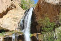 (Deborah Wall) The 126-foot Lower Calf Creek Falls is in Grand Staircase-Escalante National Mon ...