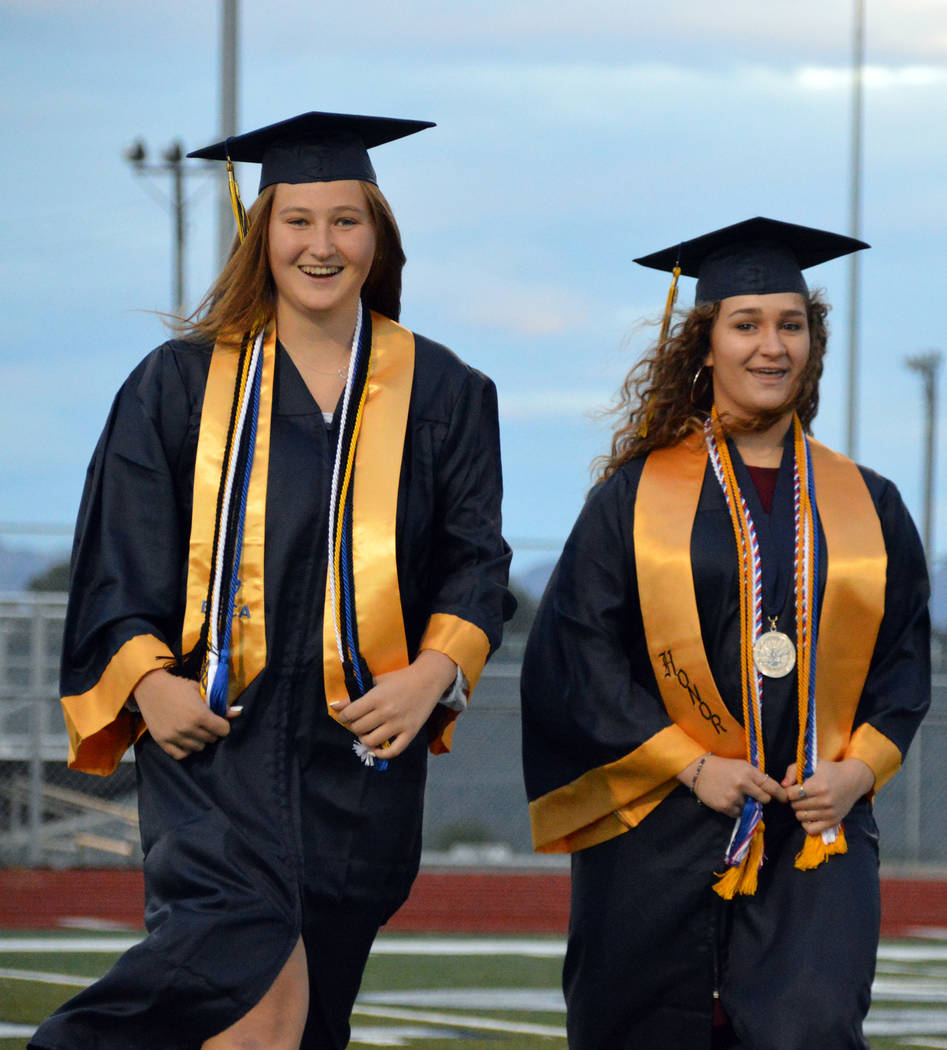 (Celia Shortt Goodyear/Boulder City Review) Boulder City High School graduating seniors Erin Co ...