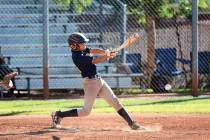(Robert Vendettoli/Boulder City Review) Matthew Pickens of the Southern Nevada Eagles hits a gr ...