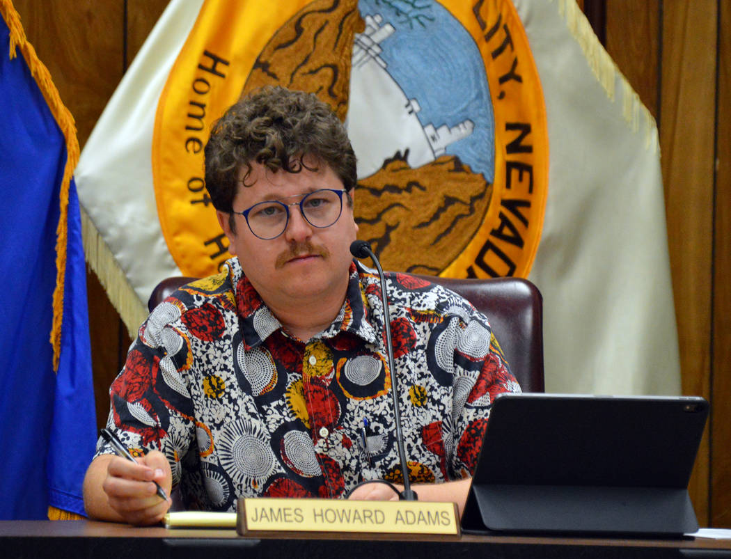 (Celia Shortt Goodyear/Boulder City Review) City Councilman James Howard Adams listens to a pre ...