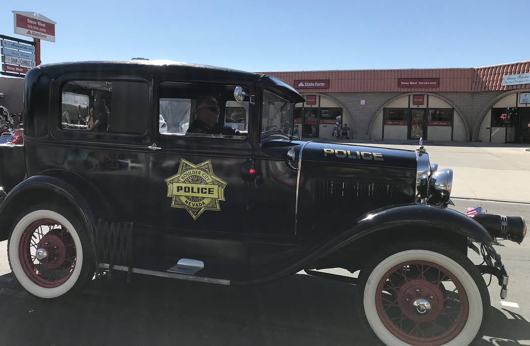 (Hali Bernstein Saylor/Boulder City Review) Boulder City Police Chief Tim Shea drives his 1930 ...