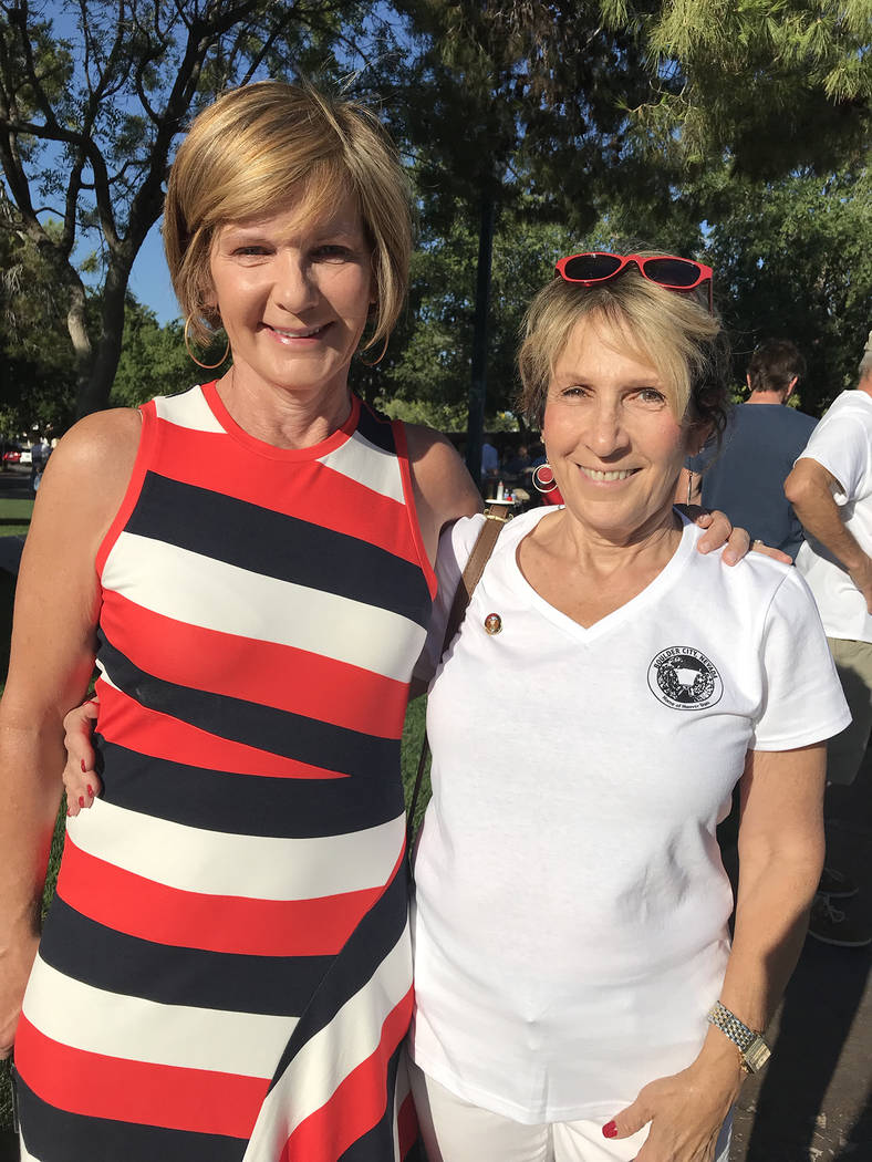(Hali Bernstein Saylor/Boulder City Review) Congresswoman Susie Lee, left, meets with newly ele ...