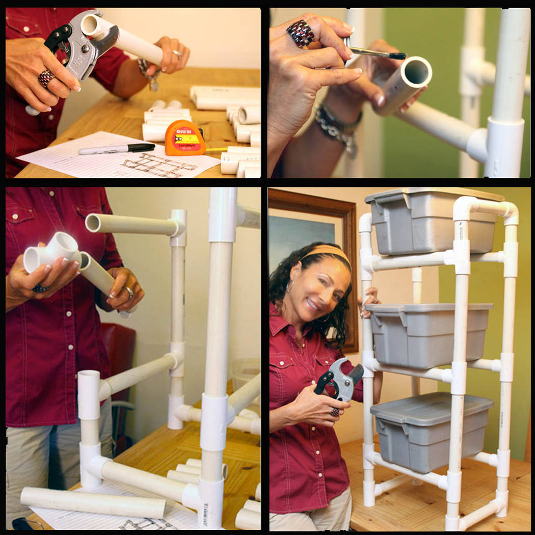 (Norma Vally) PVC pipes are ideal for creating custom racks to hold totes and cubbies to help c ...