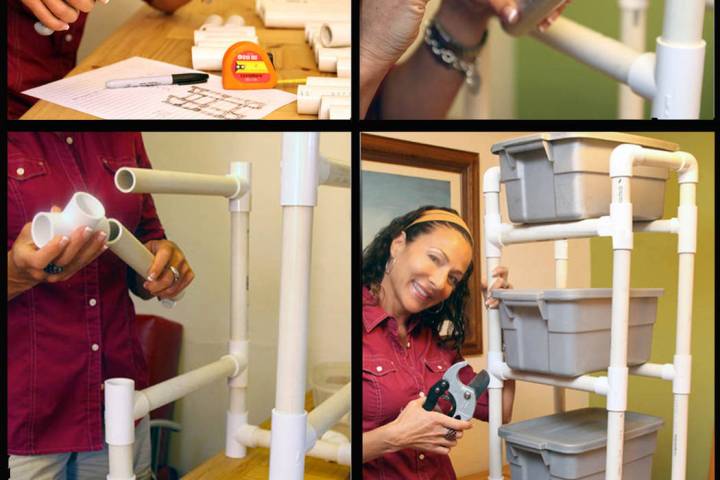 (Norma Vally) PVC pipes are ideal for creating custom racks to hold totes and cubbies to help c ...