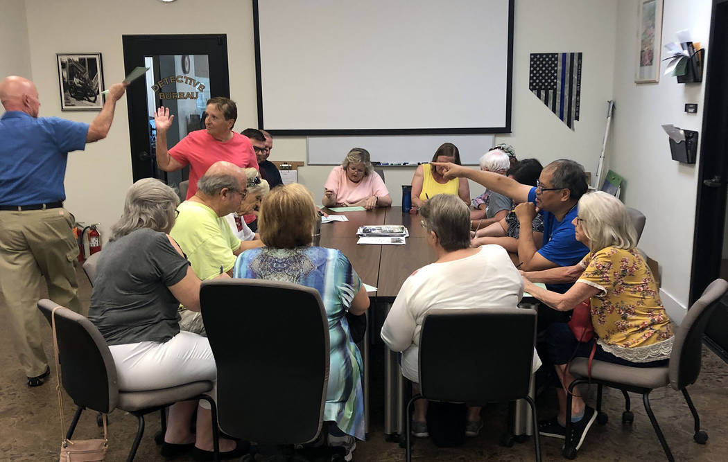 (Boulder City) City crossing guards attended a training session Tuesday, Aug. 6, to get ready f ...