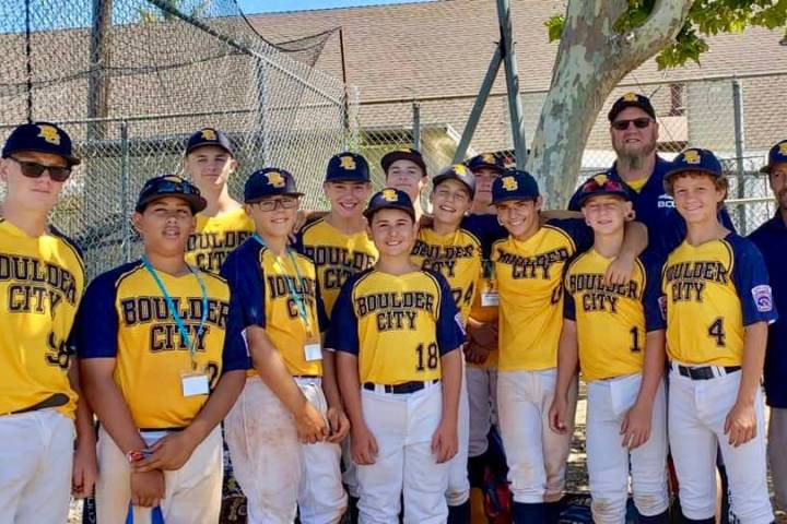 (Mary Ellen Smith) Members of the the Boulder City Little League Junior All-Stars team gather J ...