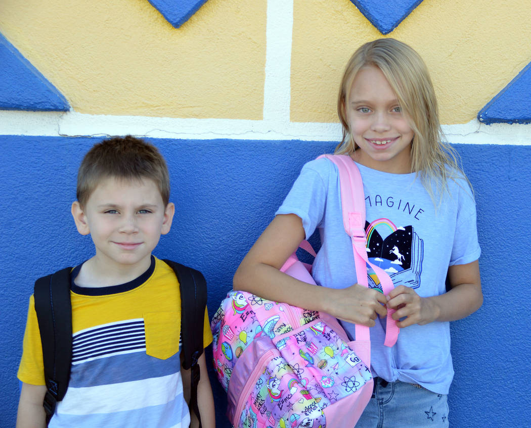 Celia Shortt Goodyear/Boulder City Review Kindergarten student Alexander Gorman and his sister, ...