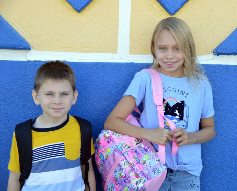 Celia Shortt Goodyear/Boulder City Review Kindergarten student Alexander Gorman and his sister, ...