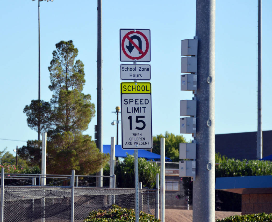 (Celia Shortt Goodyear/Boulder City Review) The new signage in the school zones in Boulder City ...