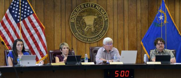 (Celia Shortt Goodyear/Boulder City Review) From left, Councilwoman Tracy Folda, Councilwoman C ...