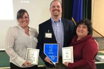 (Boulder City Review) Staff from the Boulder City Review, from left, reporter Celia Shortt Good ...