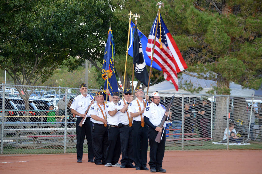 Celia Shortt Goodyear/Boulder City Review The honor guard for the Cpl. Matthew A. Commons Memor ...