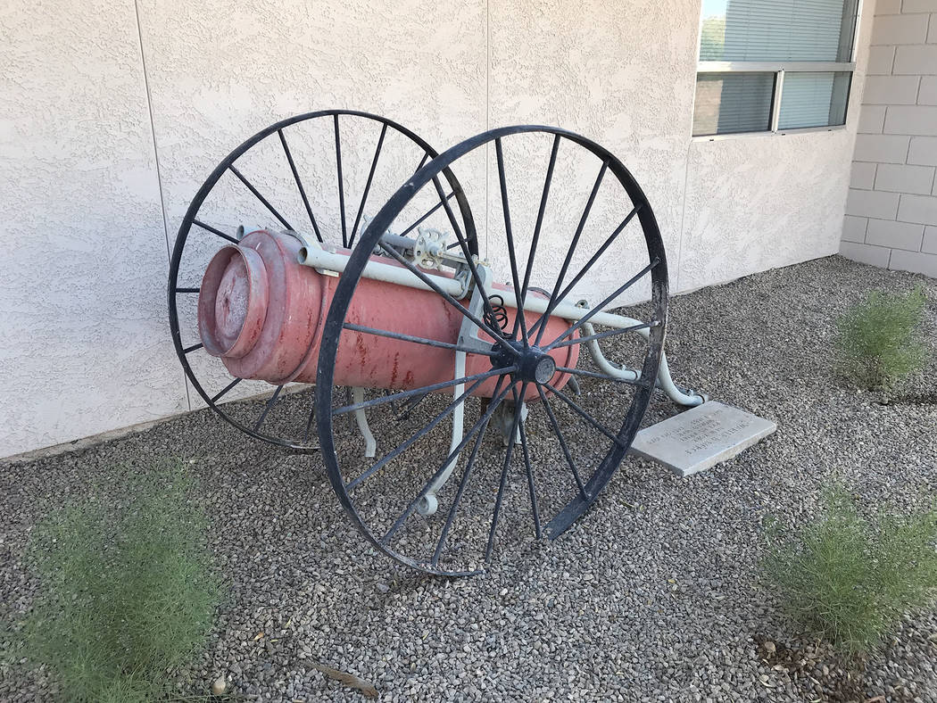 (Hali Bernstein Saylor/Boulder City Review) A piece of antique firefighting equipment sits in f ...