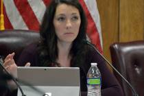 (Celia Shortt Goodyear/Boulder City Review) Councilwoman Tracy Folda discusses an item during t ...
