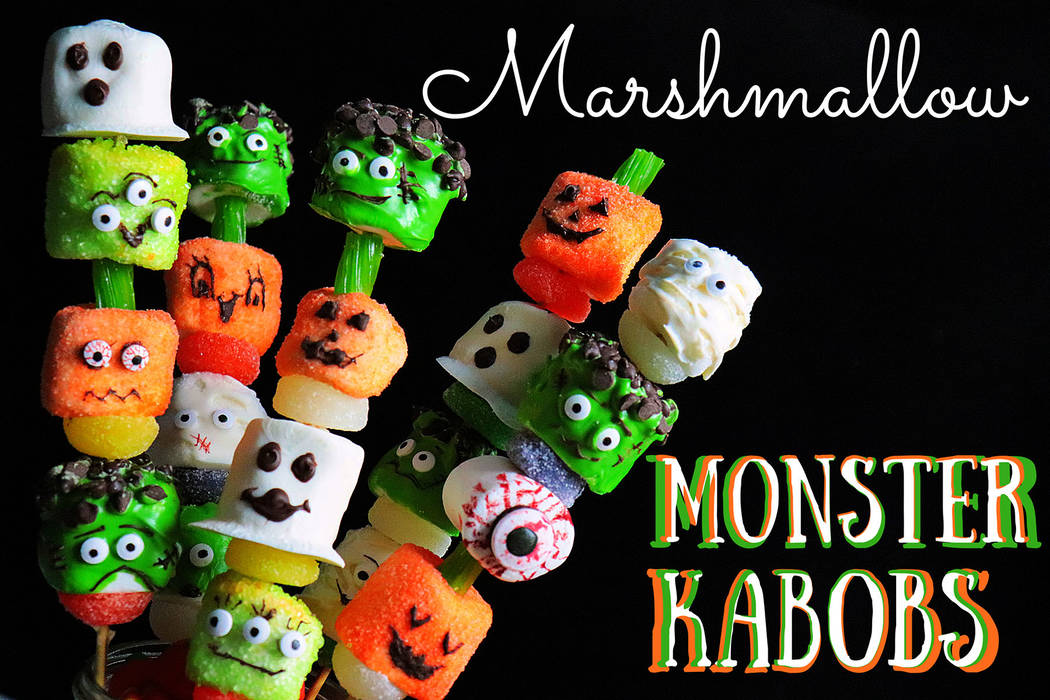 (Patti Diamond) Marshmallows coated in sugar or candy melts and decorated to look like monsters ...