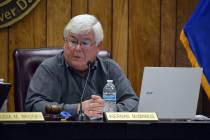 (Celia Shortt Goodyear/Boulder City Review) Mayor Kiernan McManus discusses his disagreement wi ...