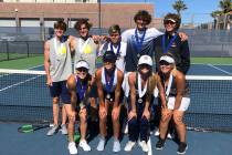 Rachelle Huxford Members of the Boulder City High School boys and girls tennis teams celebrate ...